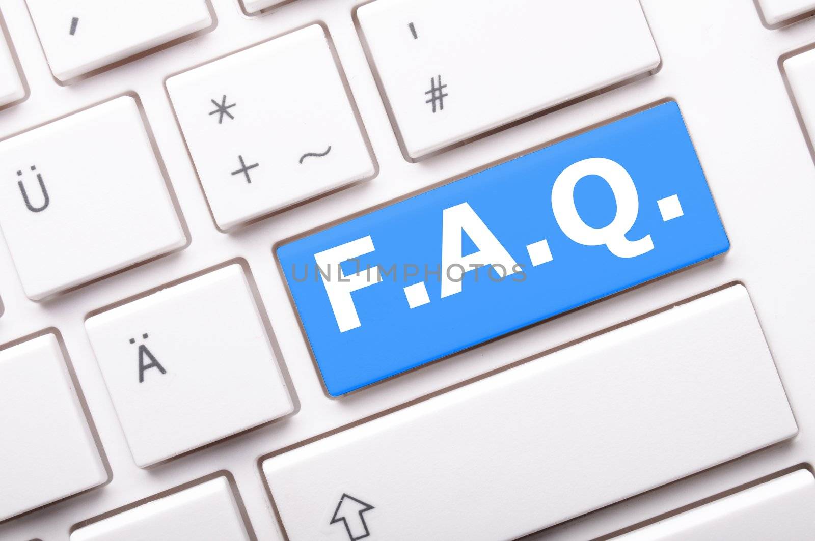 faq frequently asked questions key on computer keyboard