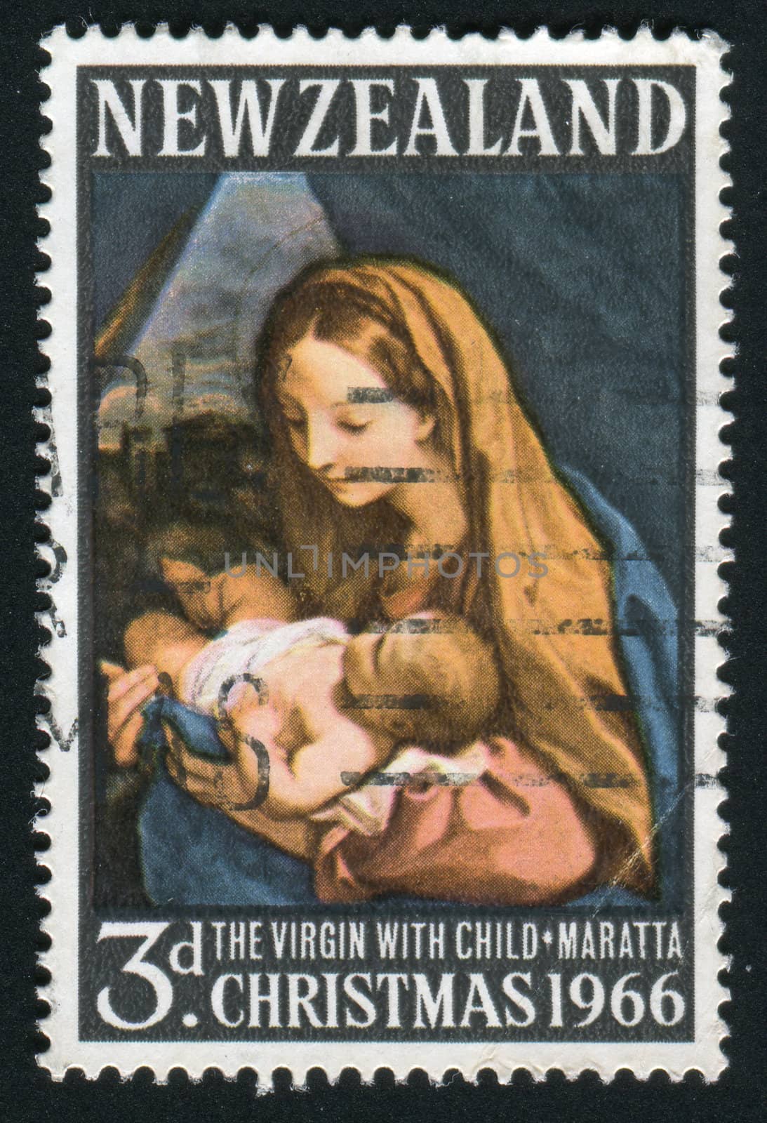 NEW ZEALAND - CIRCA 1965: Virgin with Child by Carlo Maratta, circa 1965.