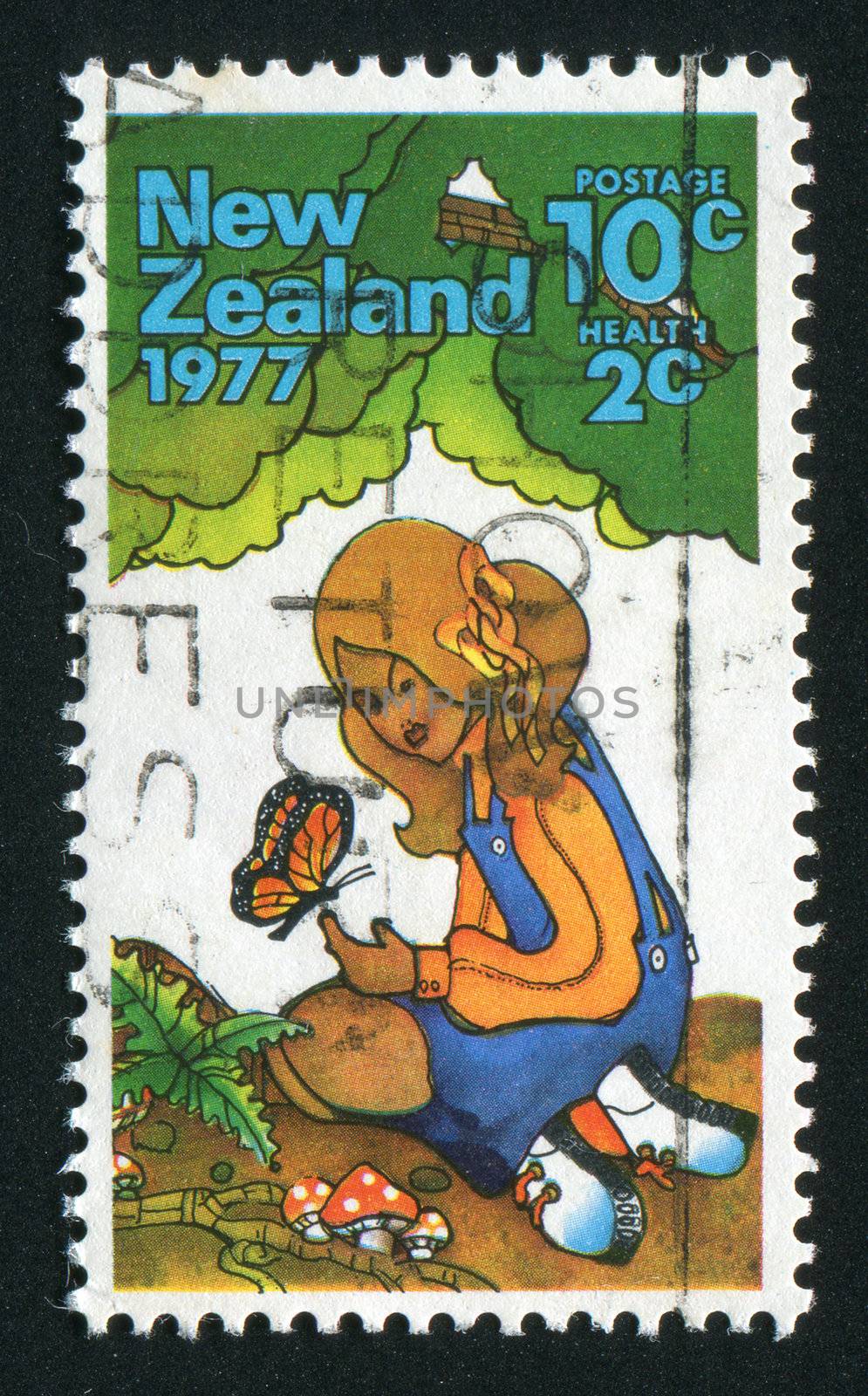 NEW ZEALAND - CIRCA 1977: The girl plays with the butterfly, circa 1977.