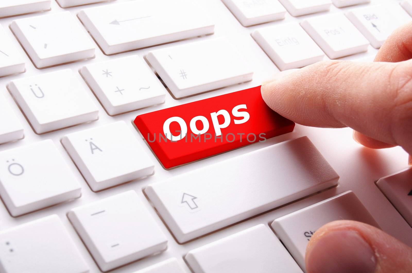 oops word on key showing fail failure mistake or sorry concept