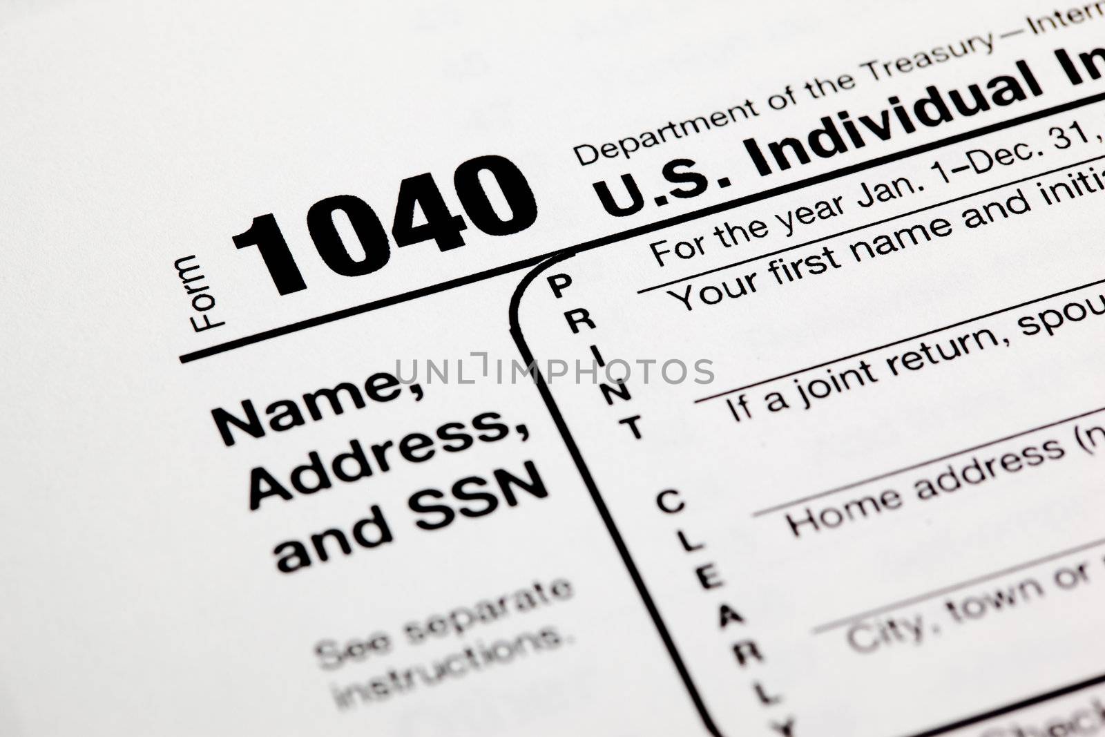 Tax time - Closeup of U.S. 1040 tax return by svanblar