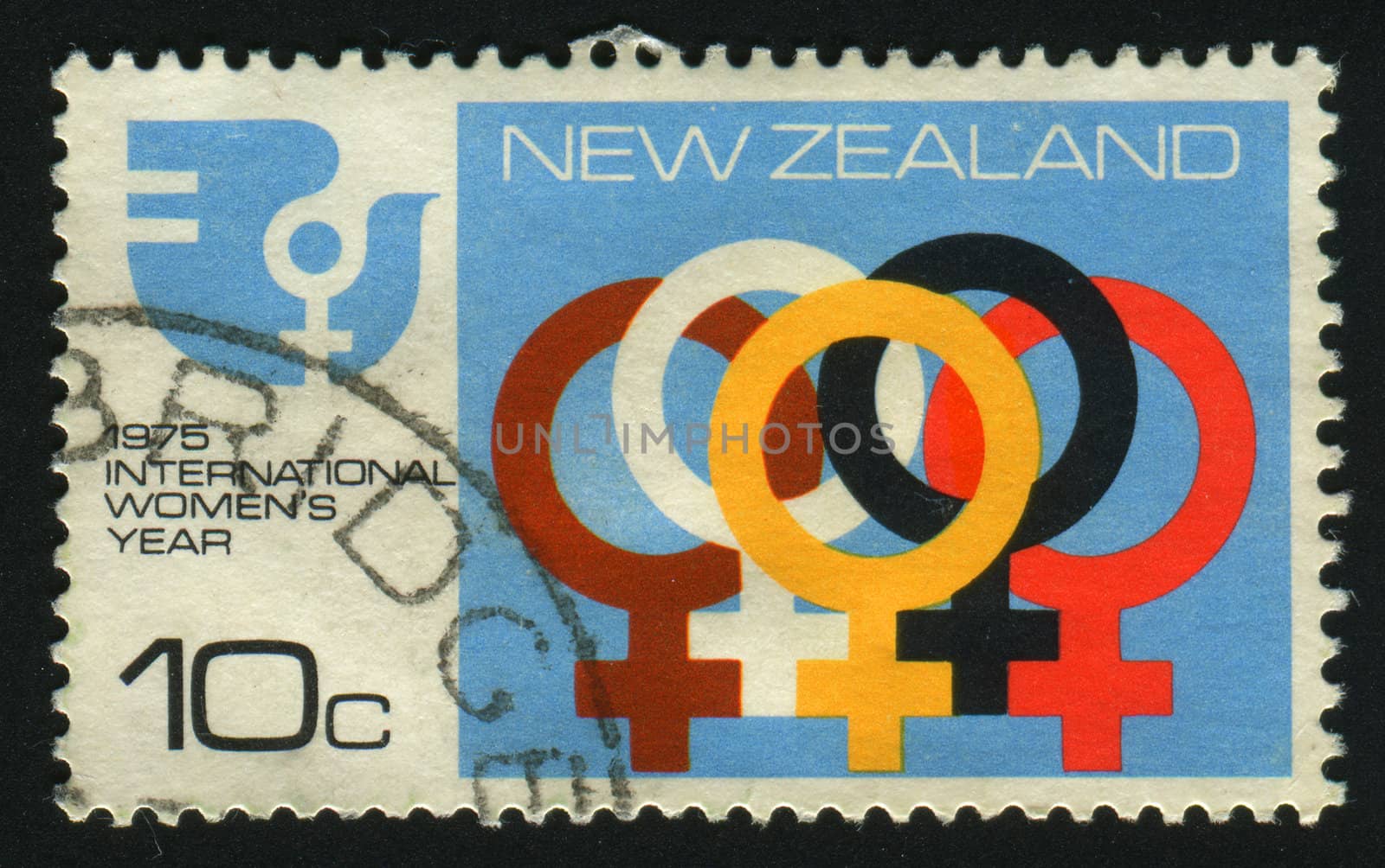 NEW ZEALAND - CIRCA 1975: New Zealand International Women's Year, IWY Symbol, circa 1975.