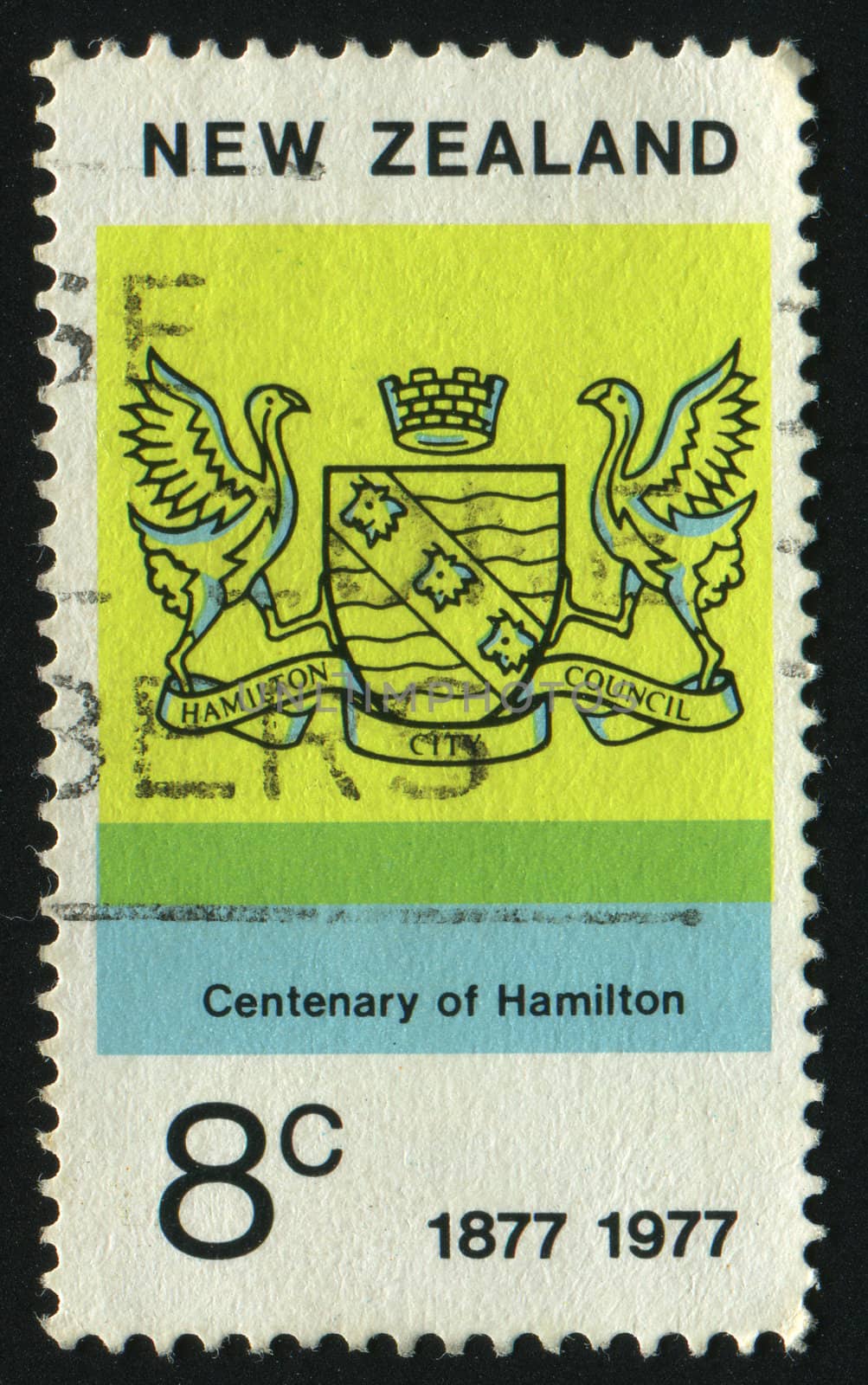 NEW ZEALAND - CIRCA 1977: Arms of Hamilton, circa 1977.