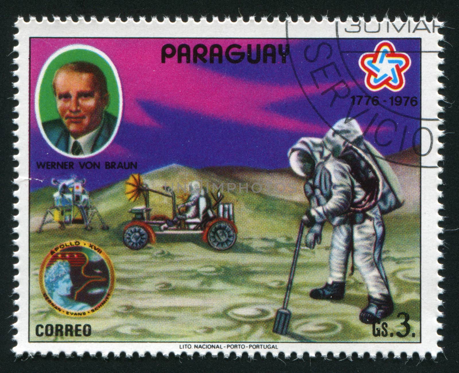 PARAGUAY -CIRCA 1976: Wernher von Braun was a German American rocket physicist and astronautics engineer, circa 1976.