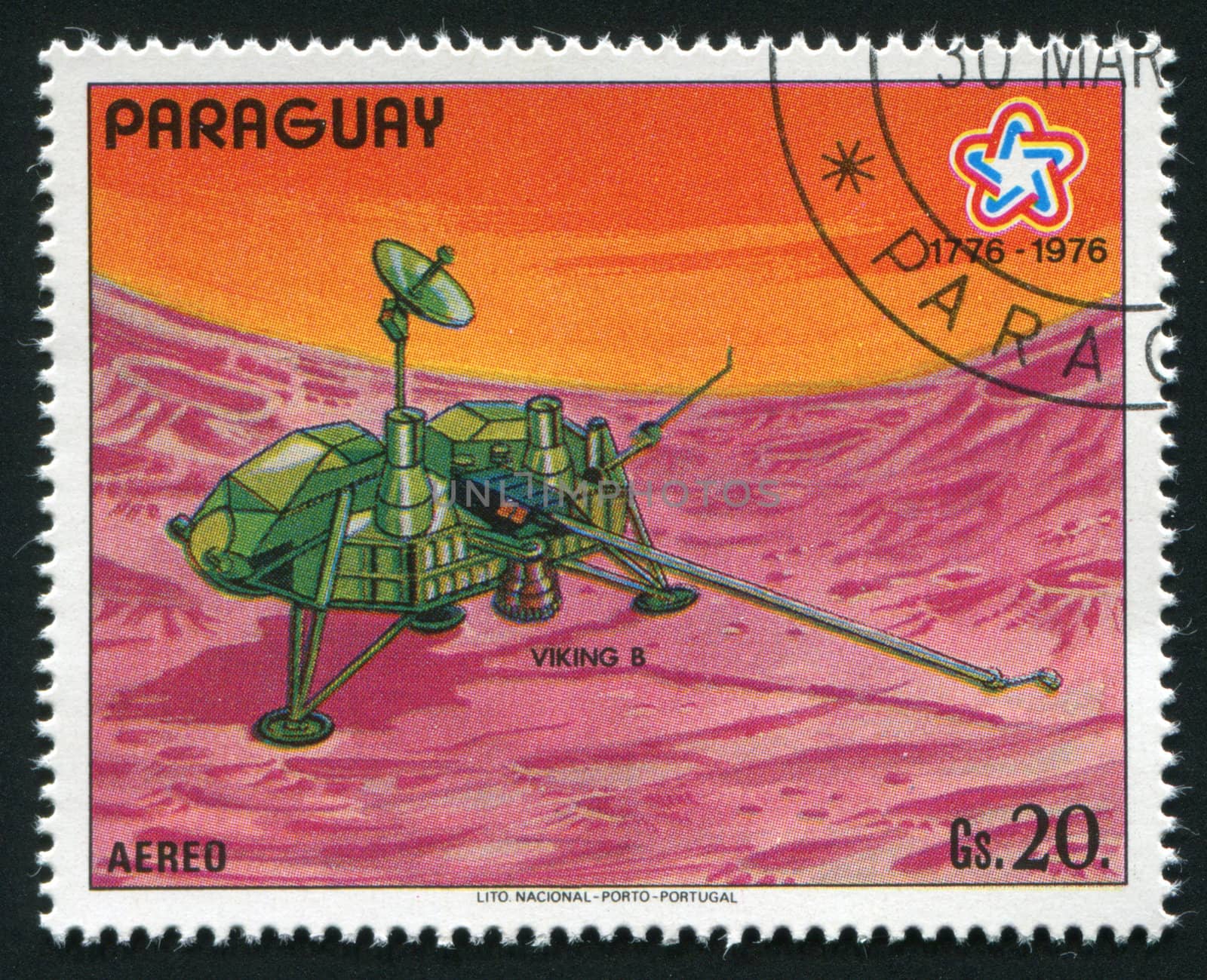 PARAGUAY -CIRCA 1976: NASA's Viking program consisted of a pair of space probes sent to Mars, Viking 1 and Viking 2, circa 1976.