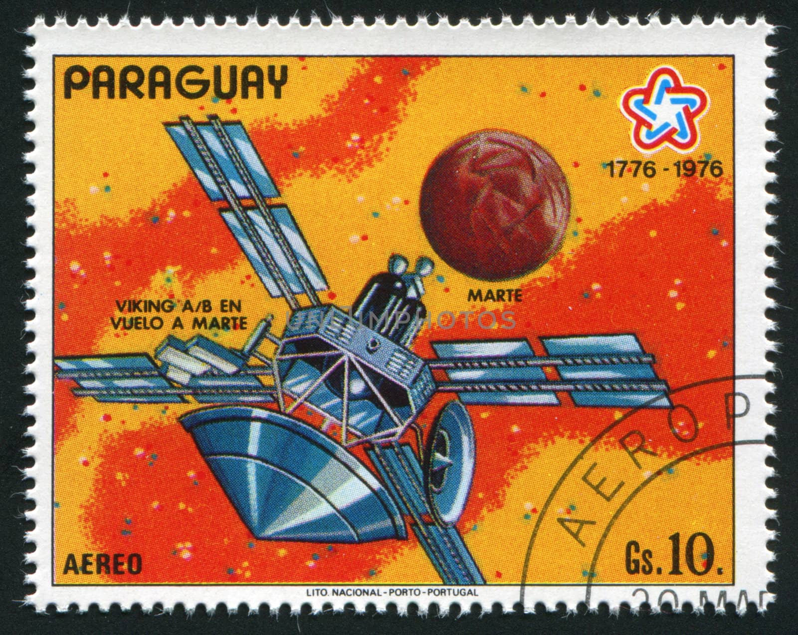 PARAGUAY -CIRCA 1976: NASA's Viking program consisted of a pair of space probes sent to Mars, Viking 1 and Viking 2, circa 1976.