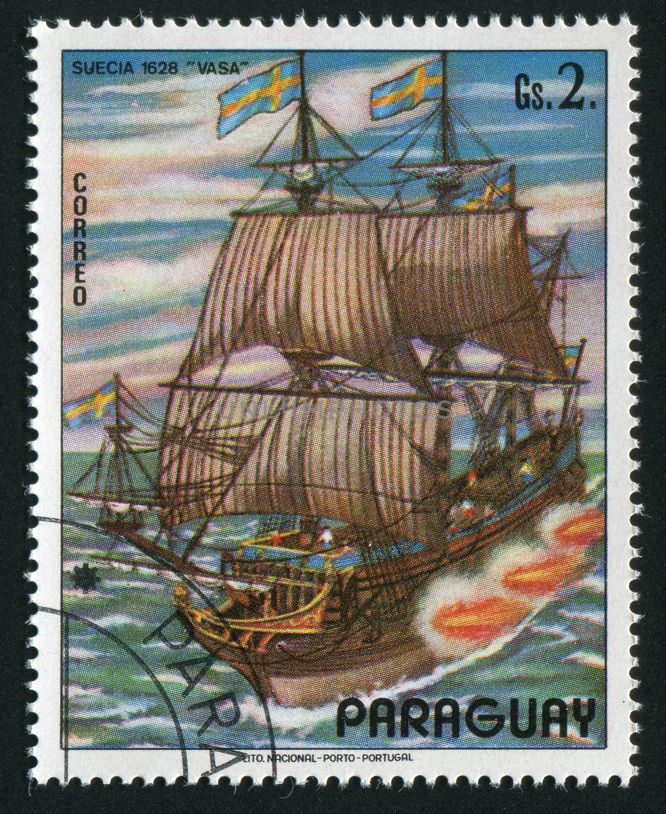 PARAGUAY - CIRCA 1976: The ancient military ship, circa 1976.