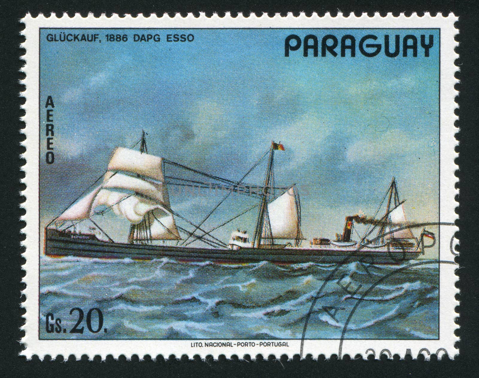 PARAGUAY - CIRCA 1982: Ancient trading vessel, circa 1982.
