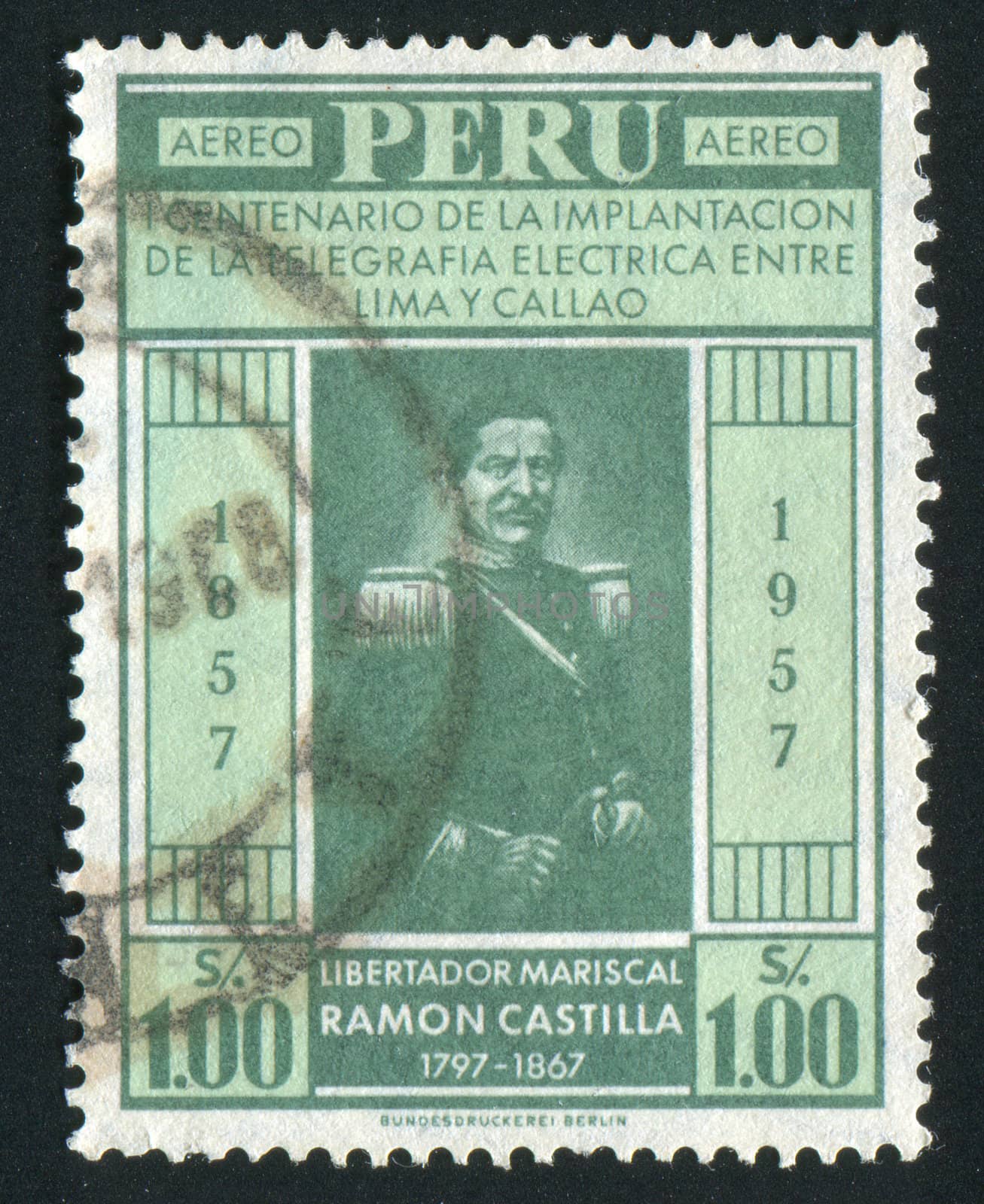 PERU - CIRCA 1937: Ramón Castilla y Marquesado was a Peruvian caudillo and President of Peru four times, circa 1937.