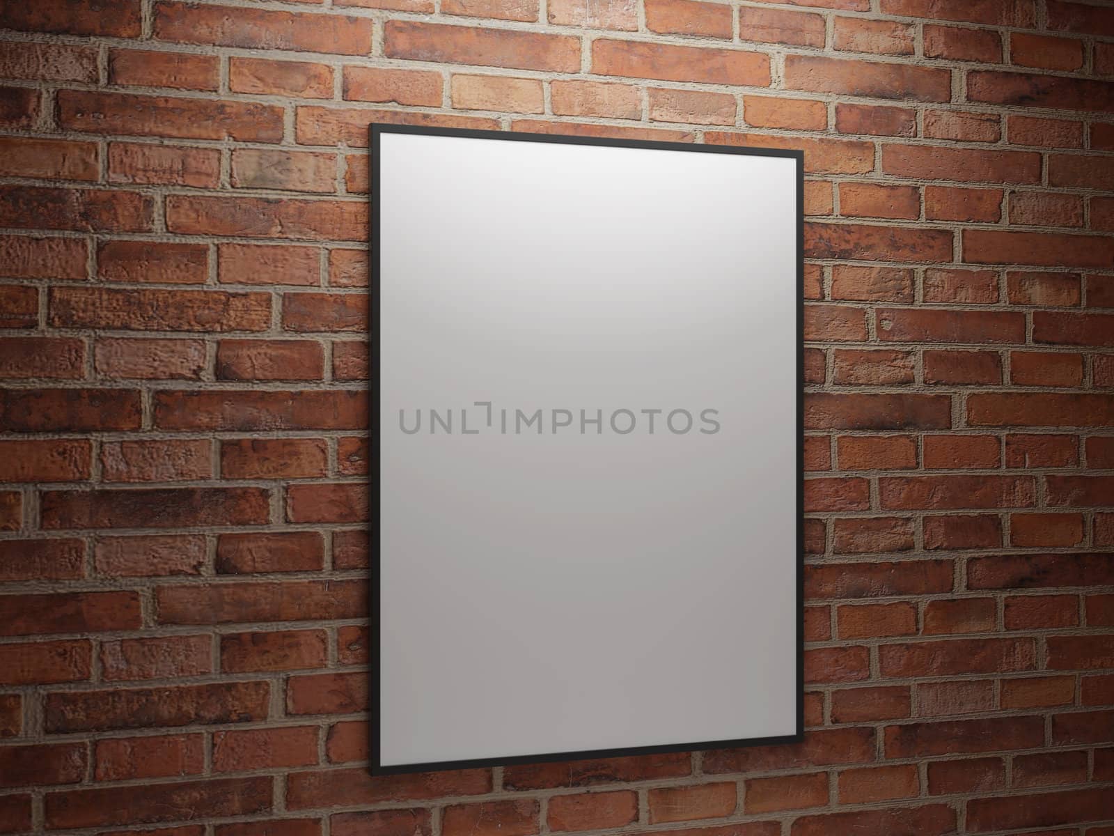 High resolution image a picture. 3d illustration. Picture on a brick wall.