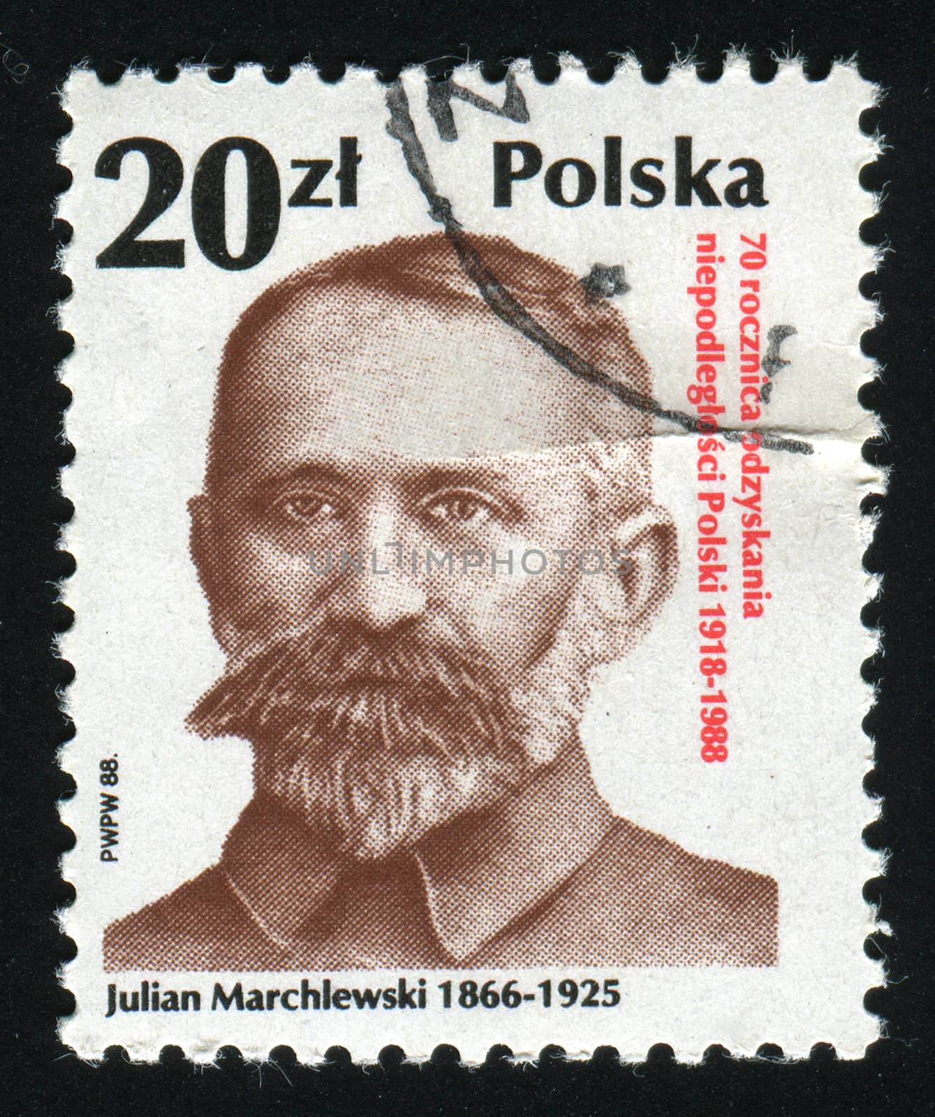 POLAND -CIRCA 1988: Julian Baltazar Marchlewski Polish and Soviet activist communist, a trained economist, circa 1988.