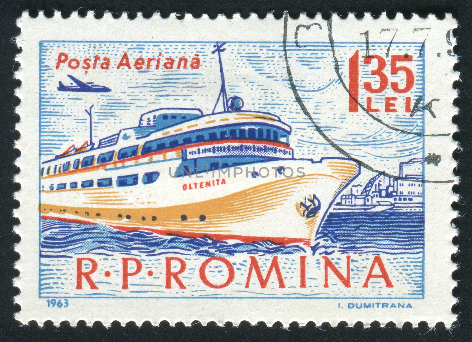 ROMANIA - CIRCA 1963: The seaport. Ancient Passenger ship, circa 1963.