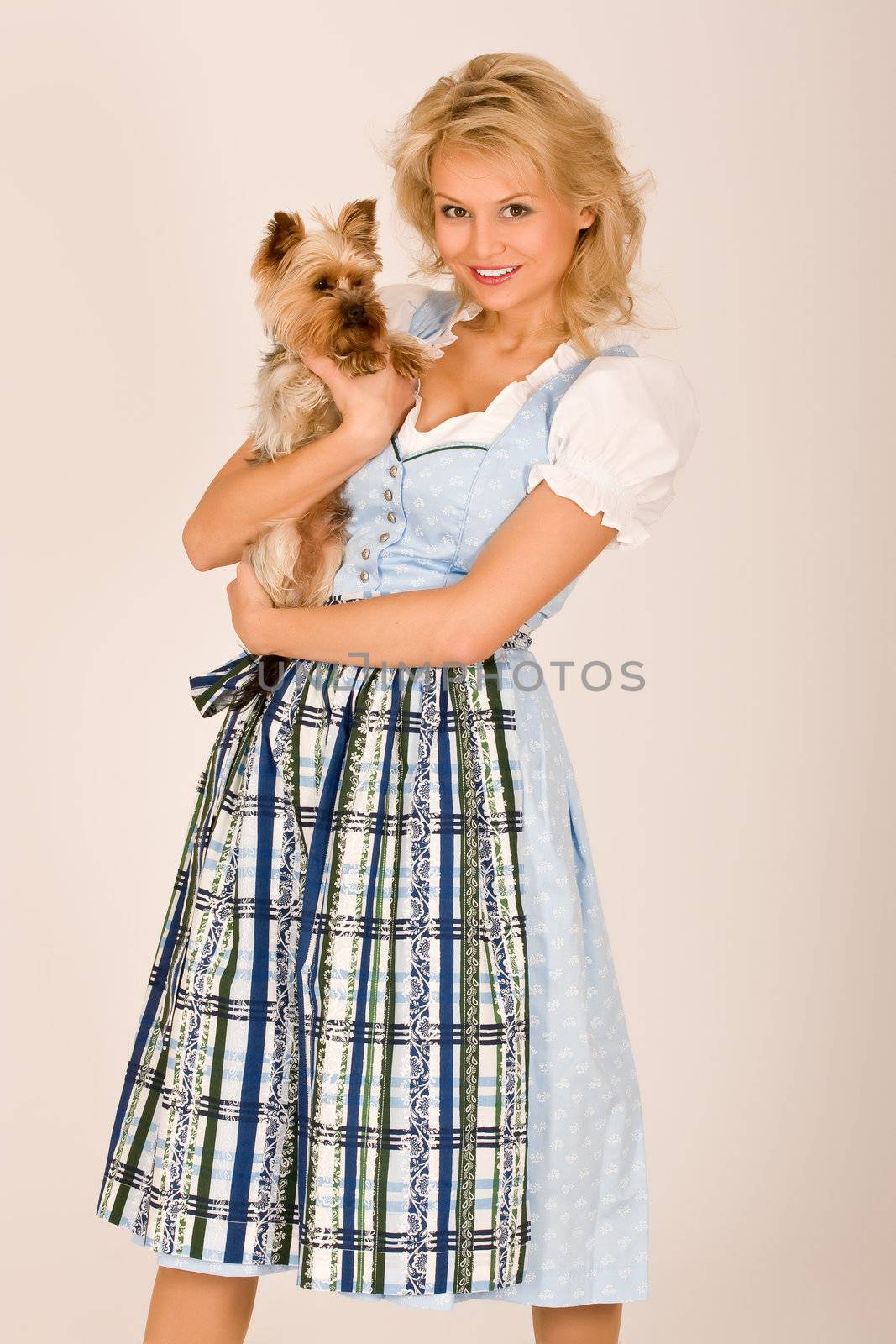 Bavarian girl with dog by STphotography