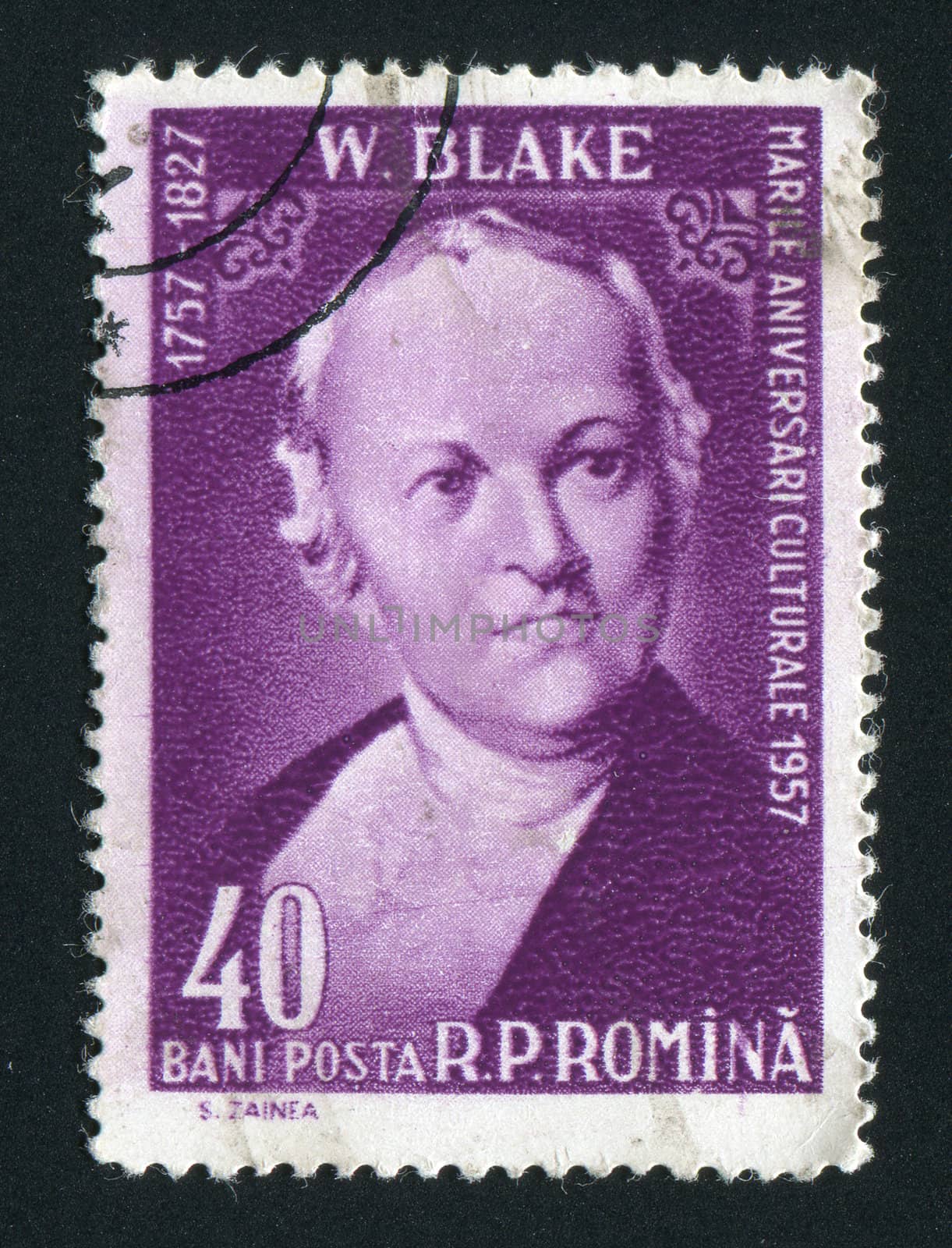 ROMANIA - CIRCA 1958: William Blake  was an English poet, painter, and printmaker, circa 1958.