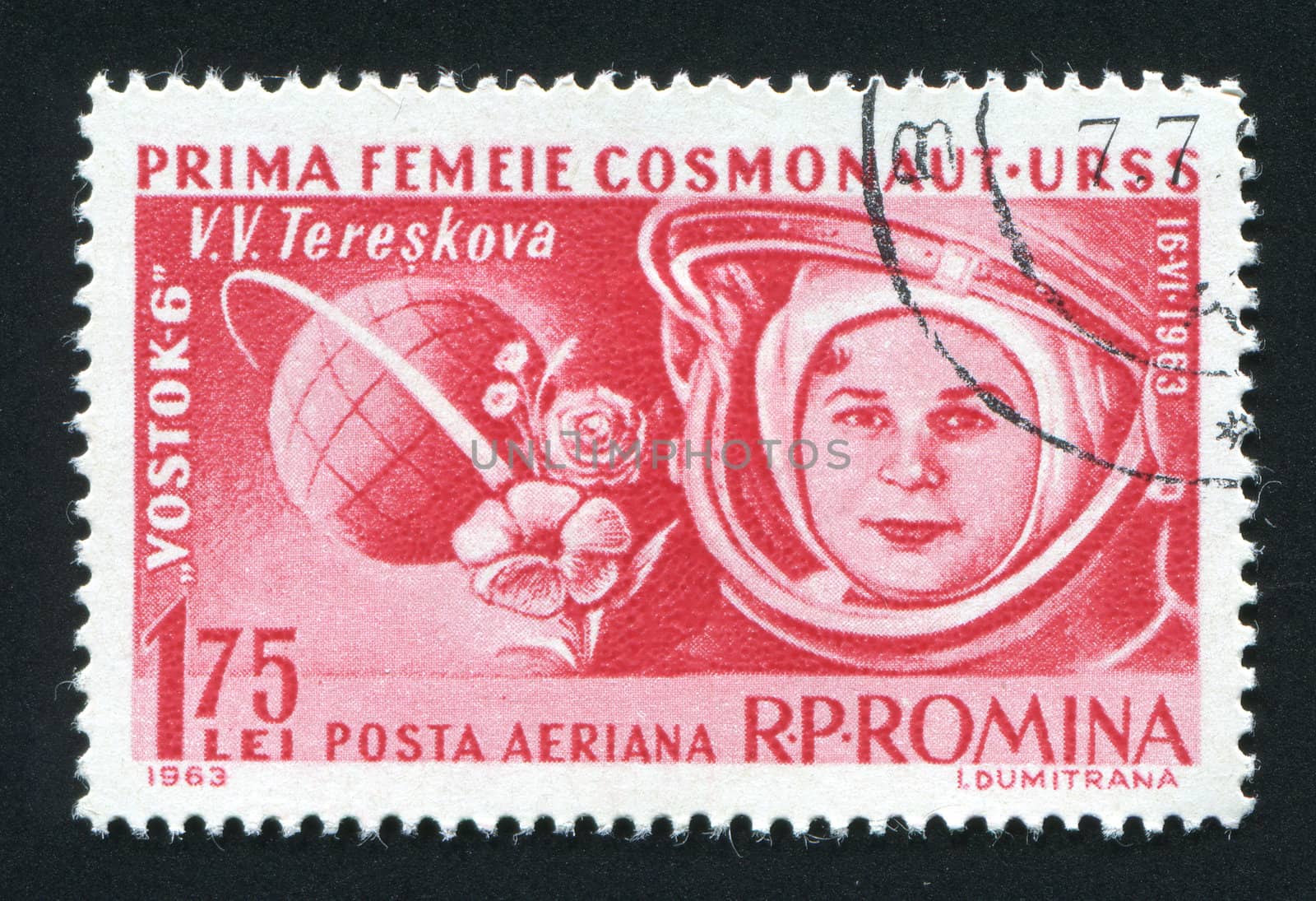 ROMANIA - CIRCA 1963: The first woman astronaut Valentine Tereshkova, circa 1963.
