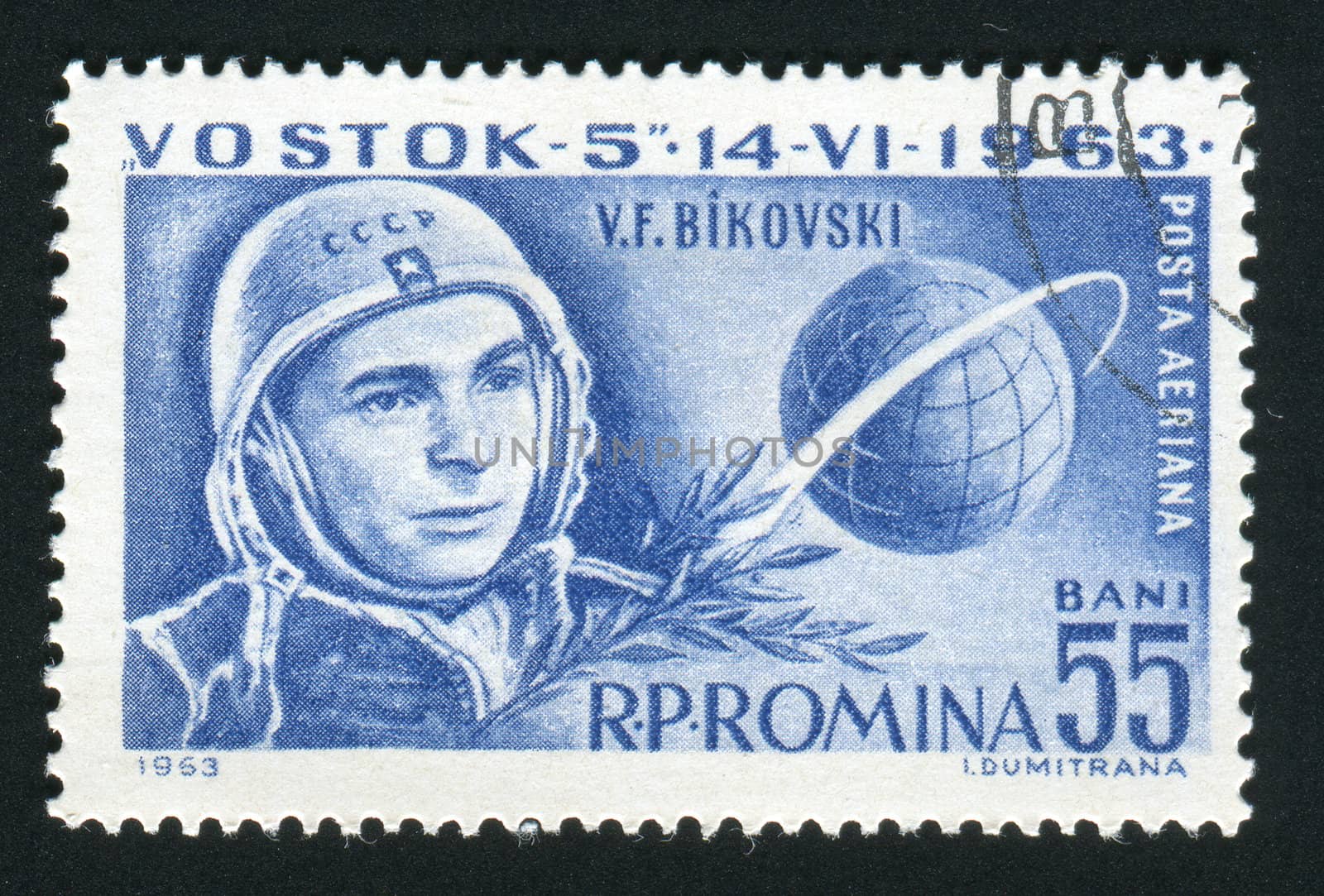 ROMANIA - CIRCA 1963: Bykovsky was a Soviet cosmonaut who flew three manned space mission space flights: Vostok 5, Soyuz 22, and Soyuz 31, circa 1963.