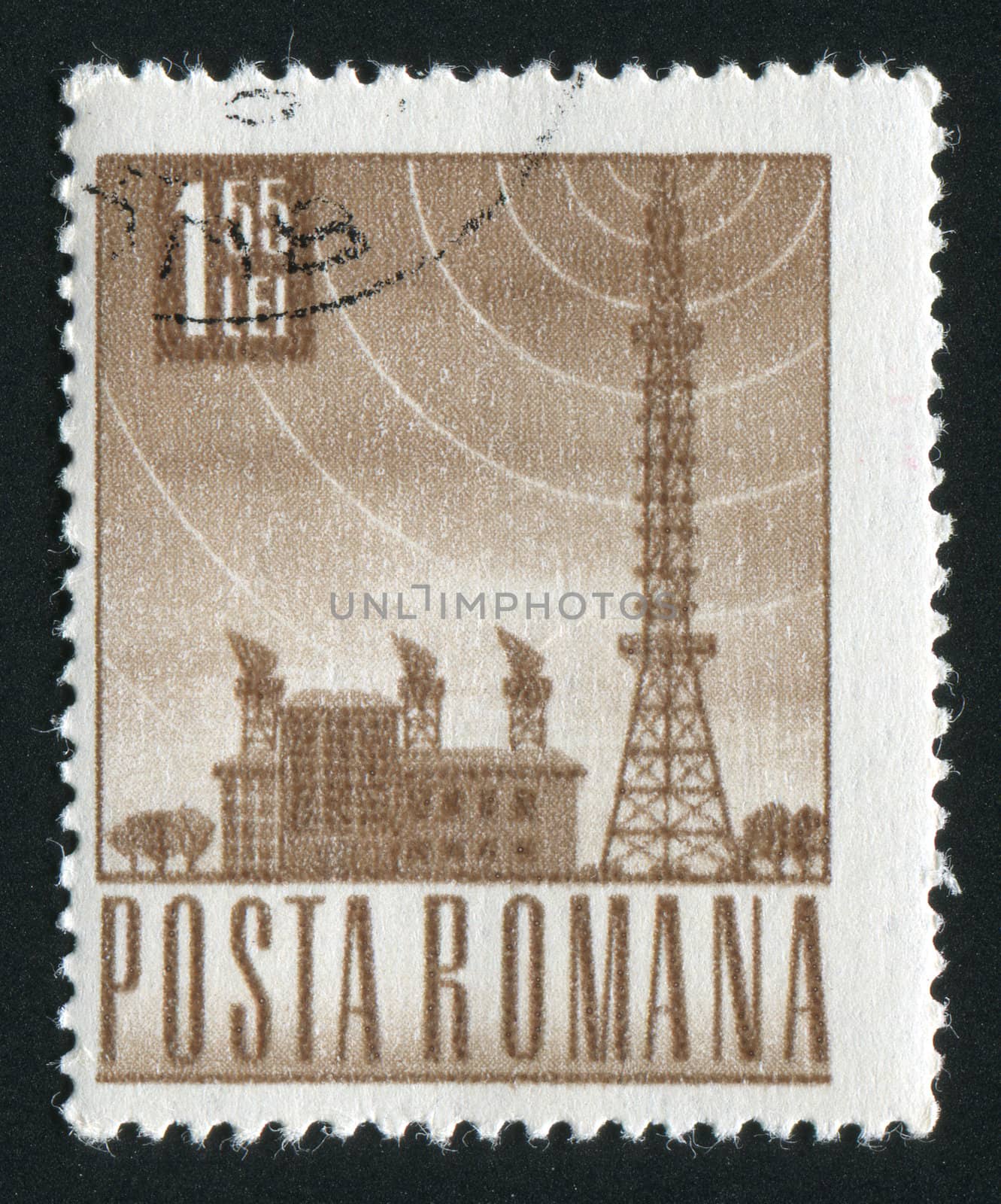 ROMANIA - CIRCA 1953: Satellite communication radio tower, circa 1953.