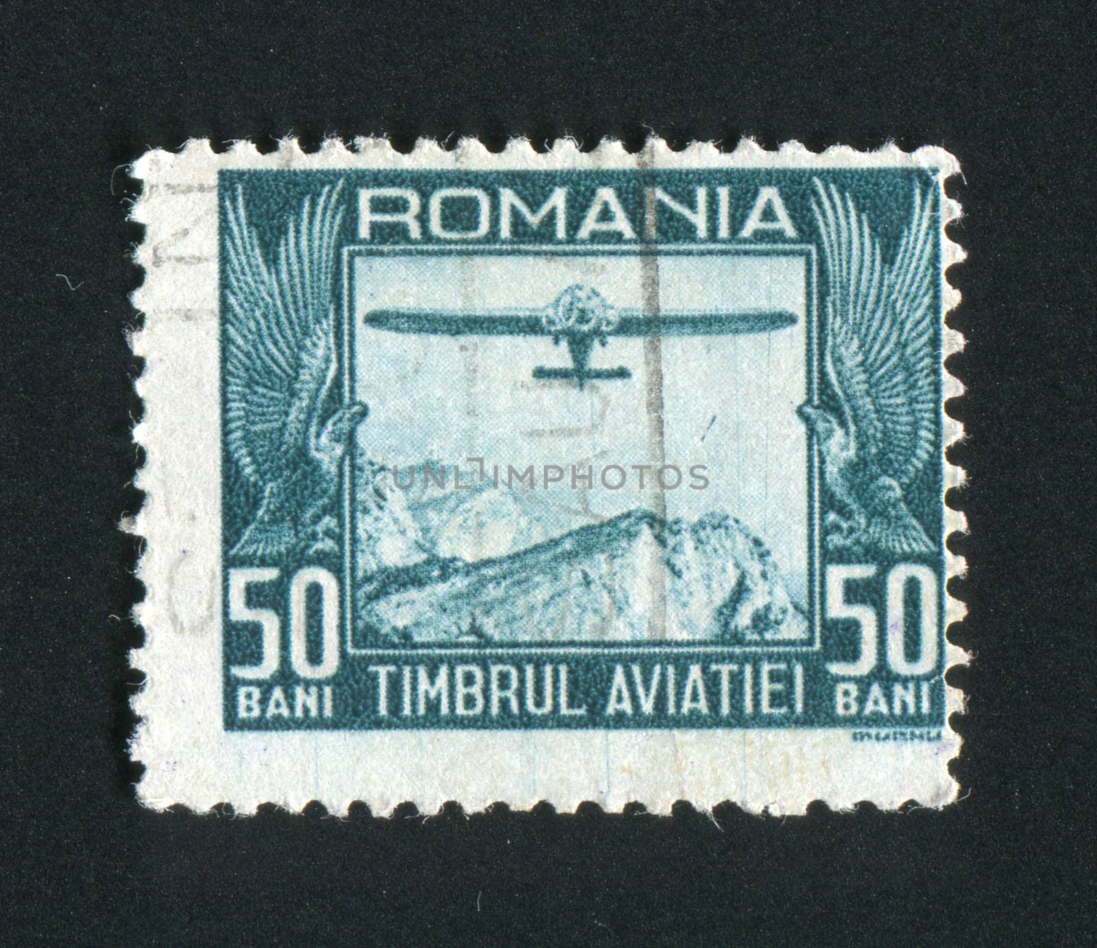 ROMANIA - CIRCA 1931: The flying plane an air mail symbol, circa 1931.