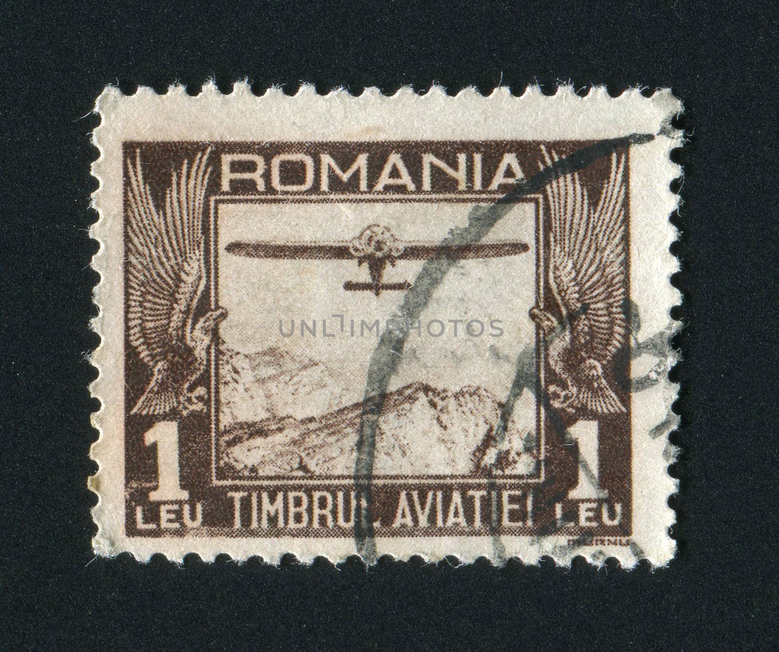 ROMANIA - CIRCA 1931: The flying plane an air mail symbol, circa 1931.