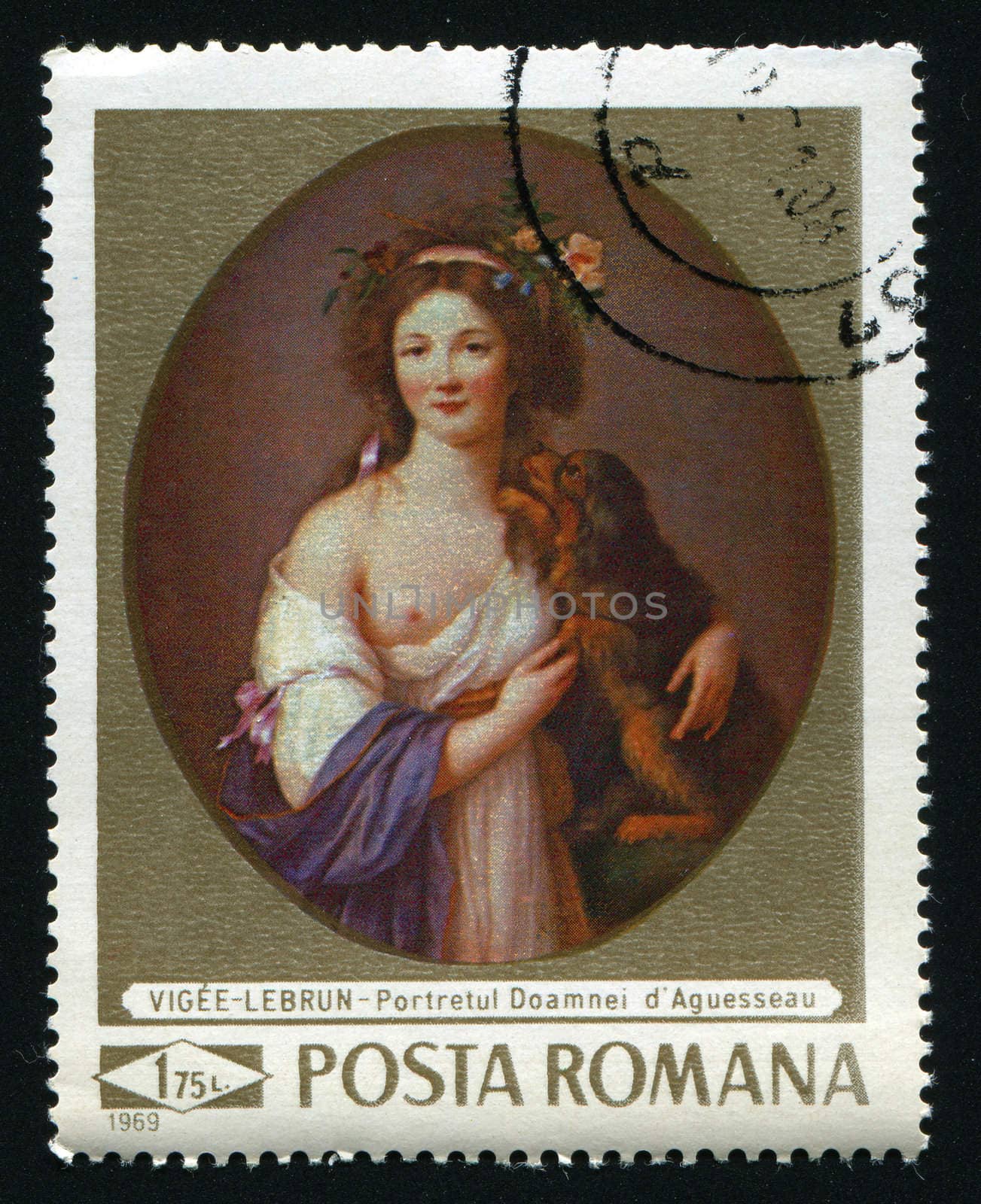 ROMANIA - CIRCA 1969: Doamnei d�Aguesseau, by Madame Vigee-Lebrun, circa 1969.