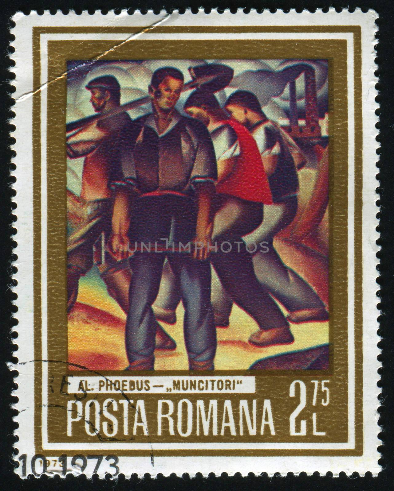 ROMANIA - CIRCA 1973: Miners, by A. Phoebus, circa 1973.