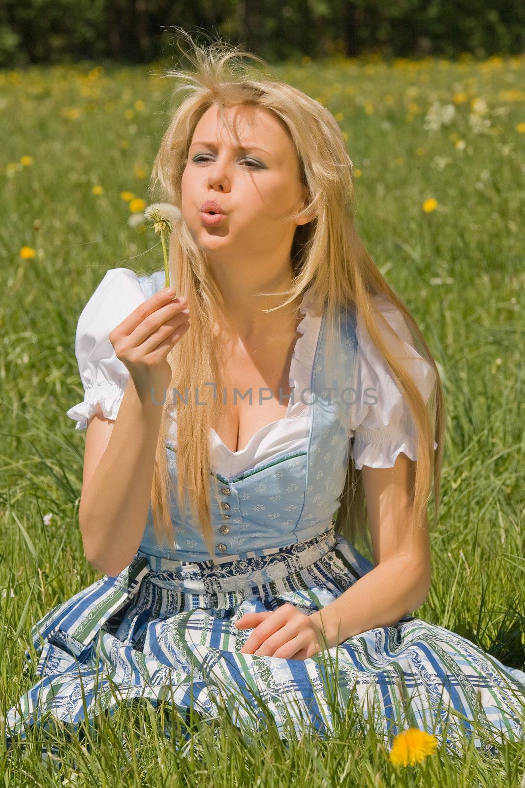 Bavarian girl in the meadow by STphotography