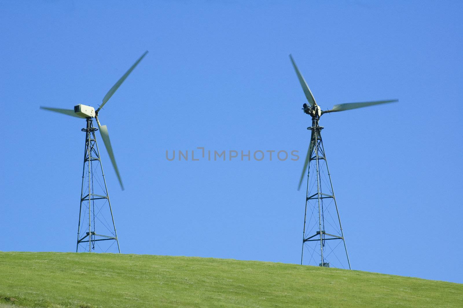 pair of wind powered generators in california