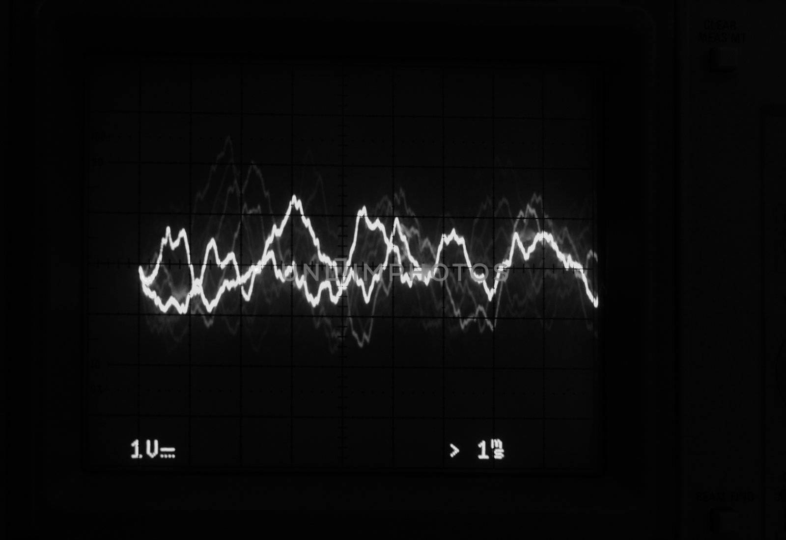 Monochrome Oscilloscope trace to music