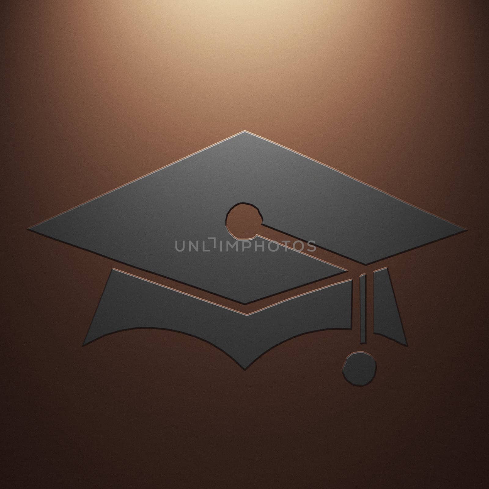 High resolution image symbol on a metal background. 3d illustration.