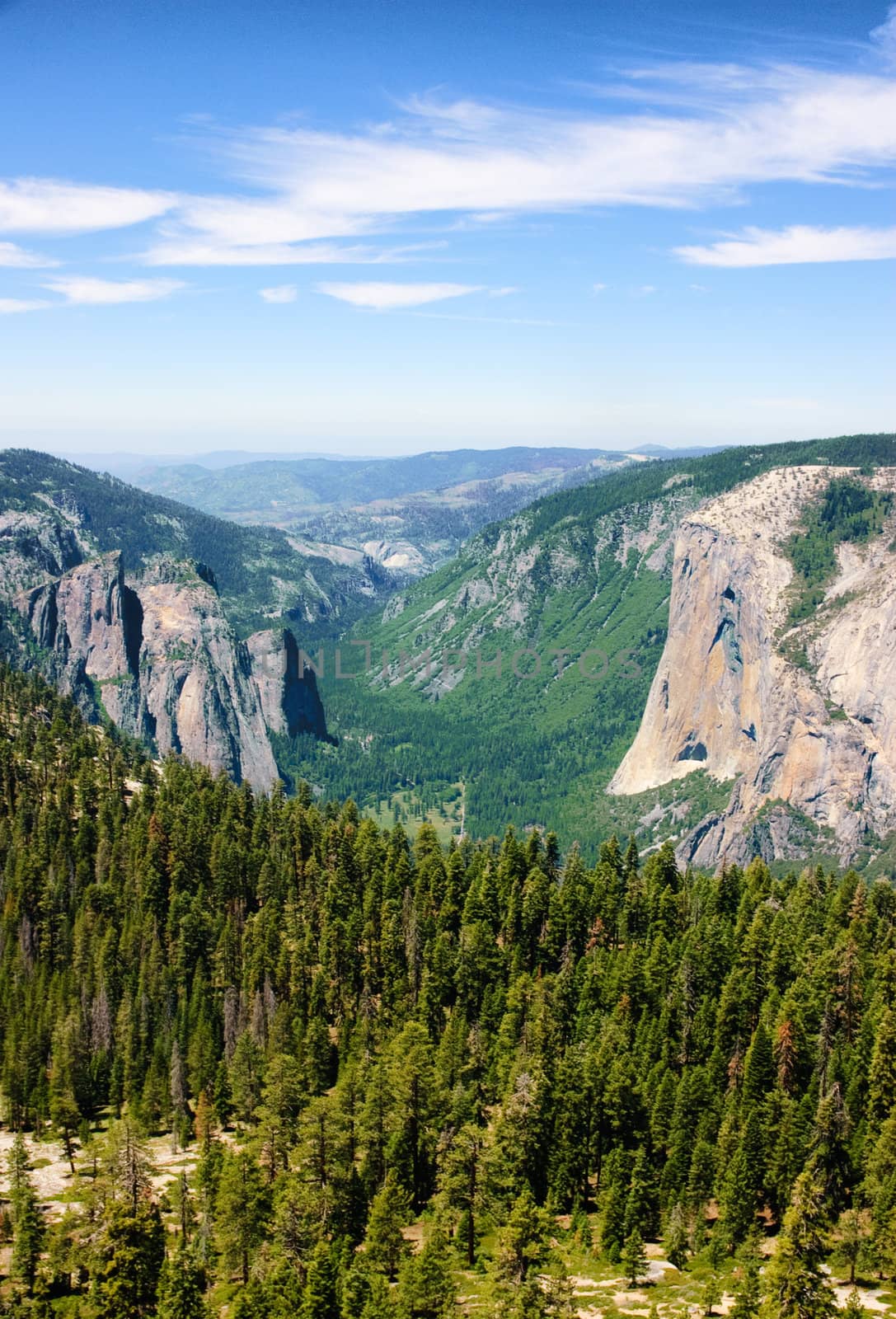 view down into Yosemite valley from Sentinal Dome