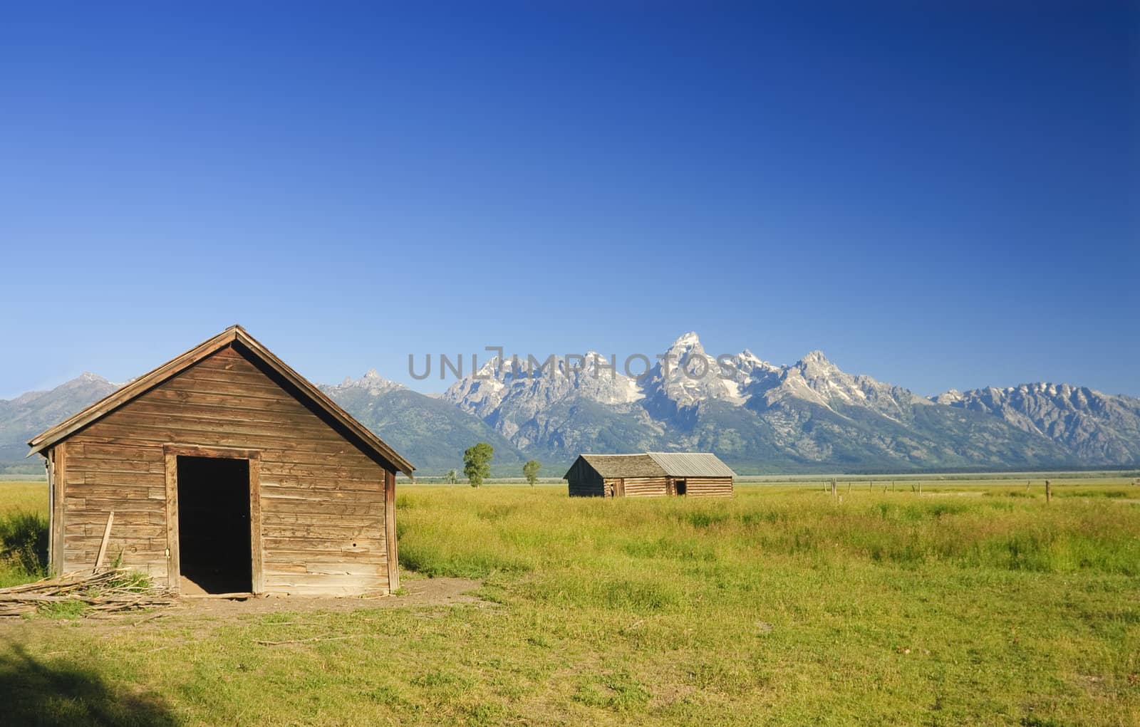 Barns on the prairie in the Teton national park
