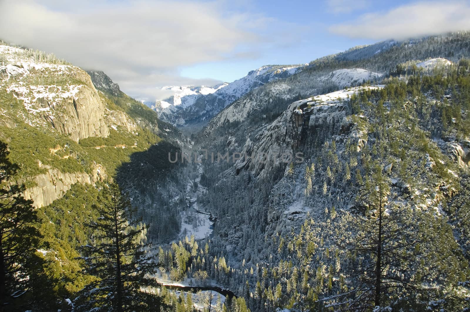 Yosemite valley in Yosemite National Park, California during winter
