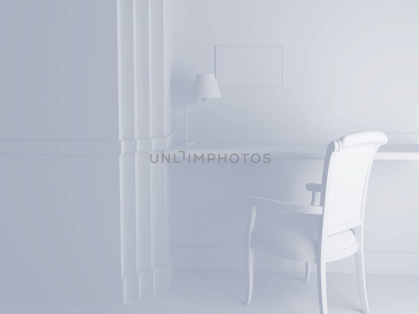 High resolution image interior. 3d illustration modern interior. White furniture.