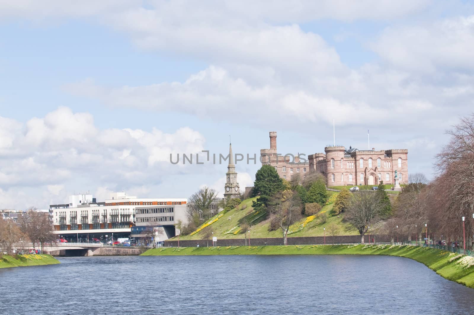 View along the river Ness toward Inverness Castle 