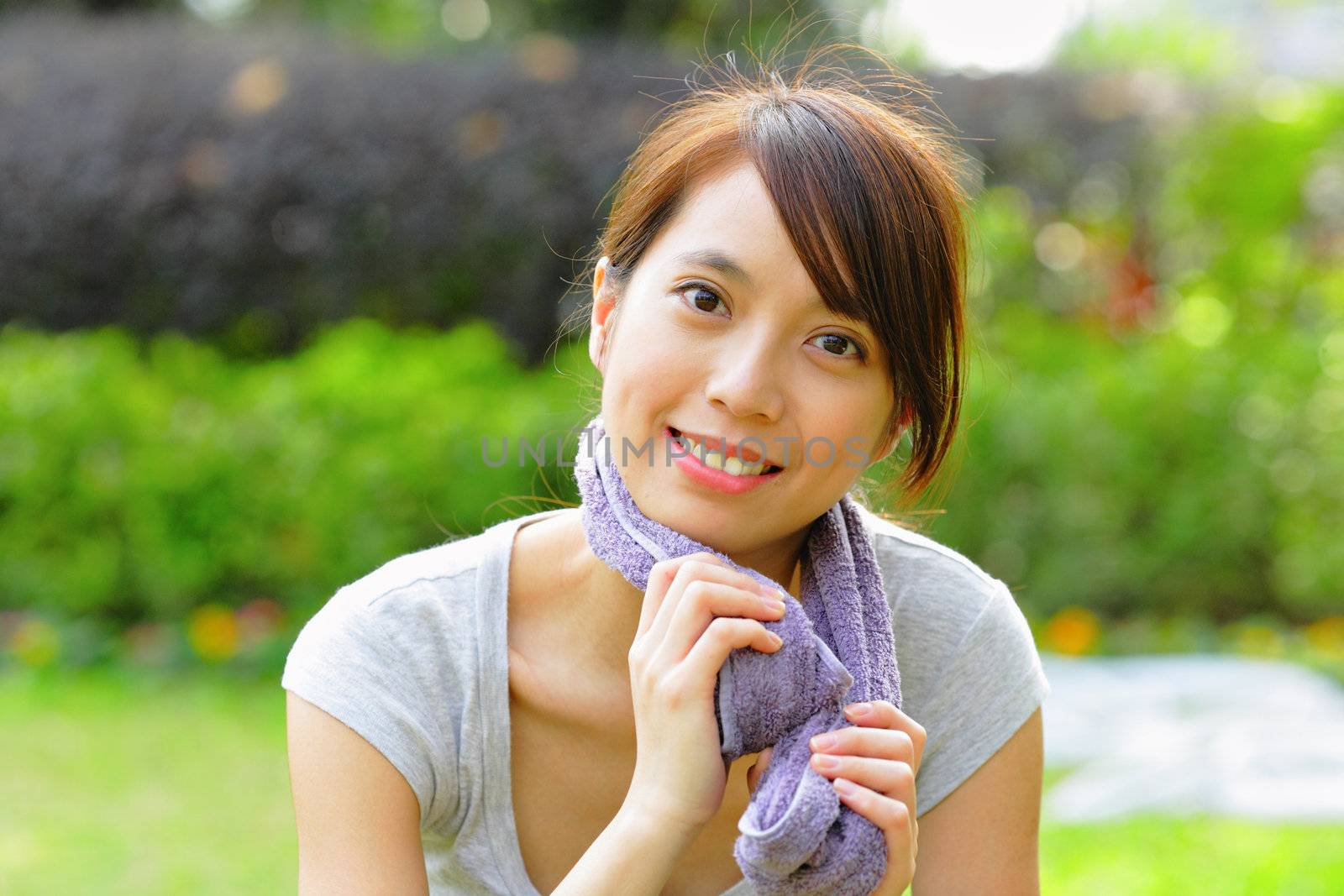 sporty asian girl in outdoors