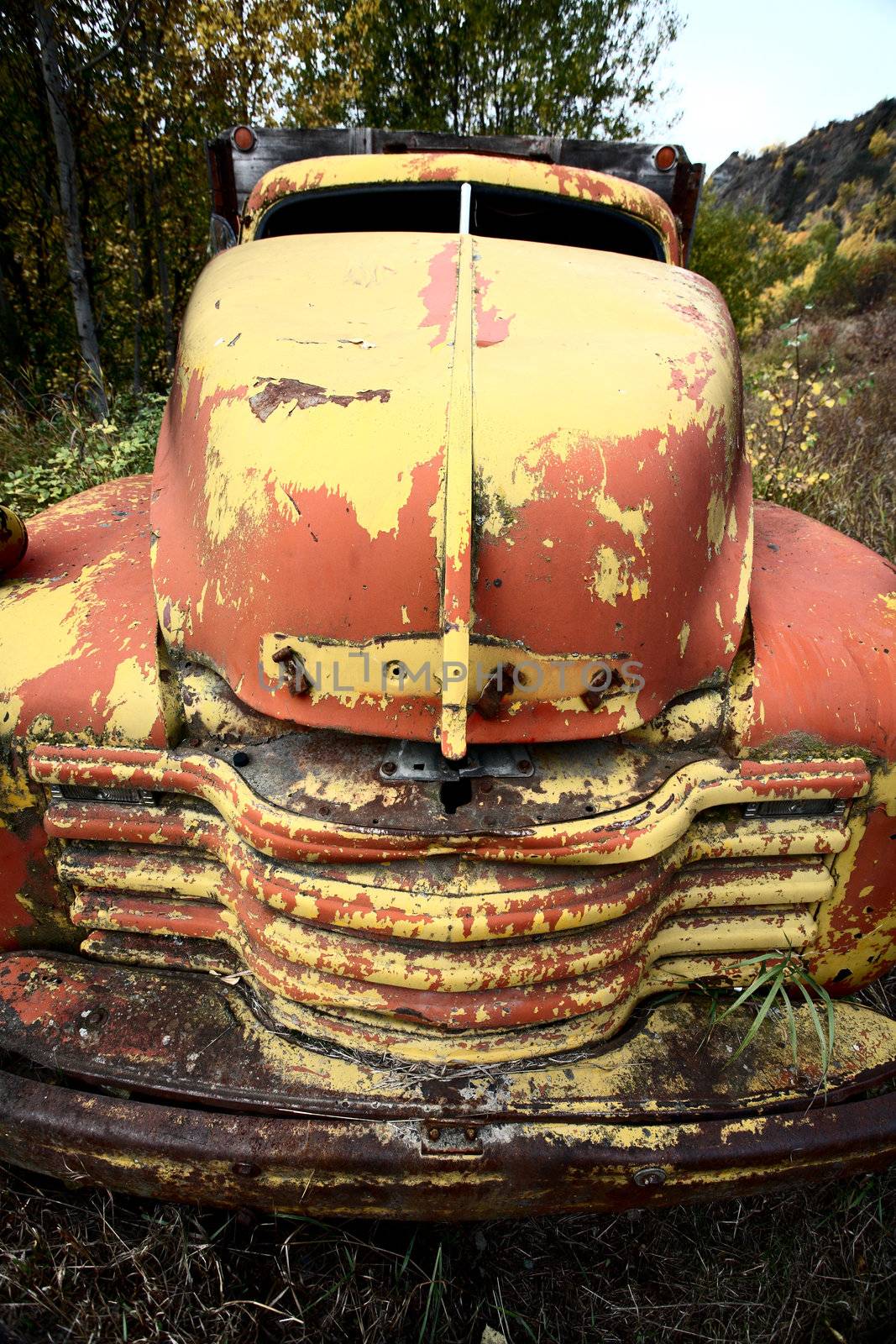 Discarded truck at Telegraph Creek in Northern British Columbia