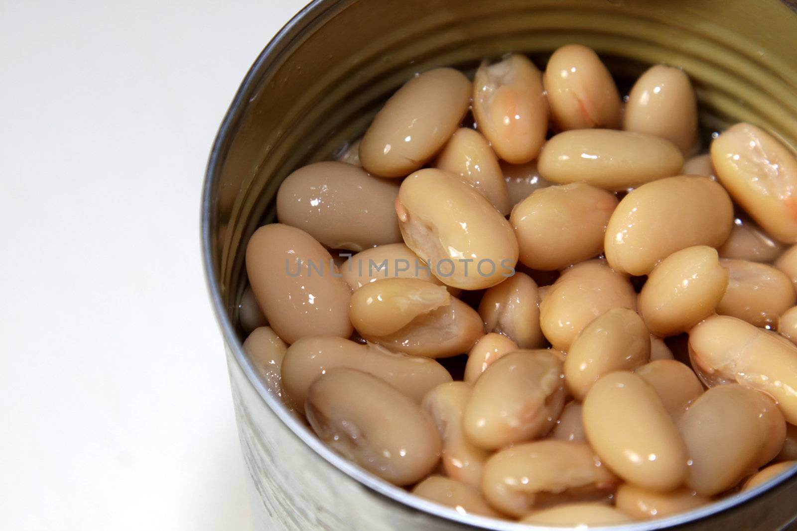 A can of White Kidney Beans, on a white background.
