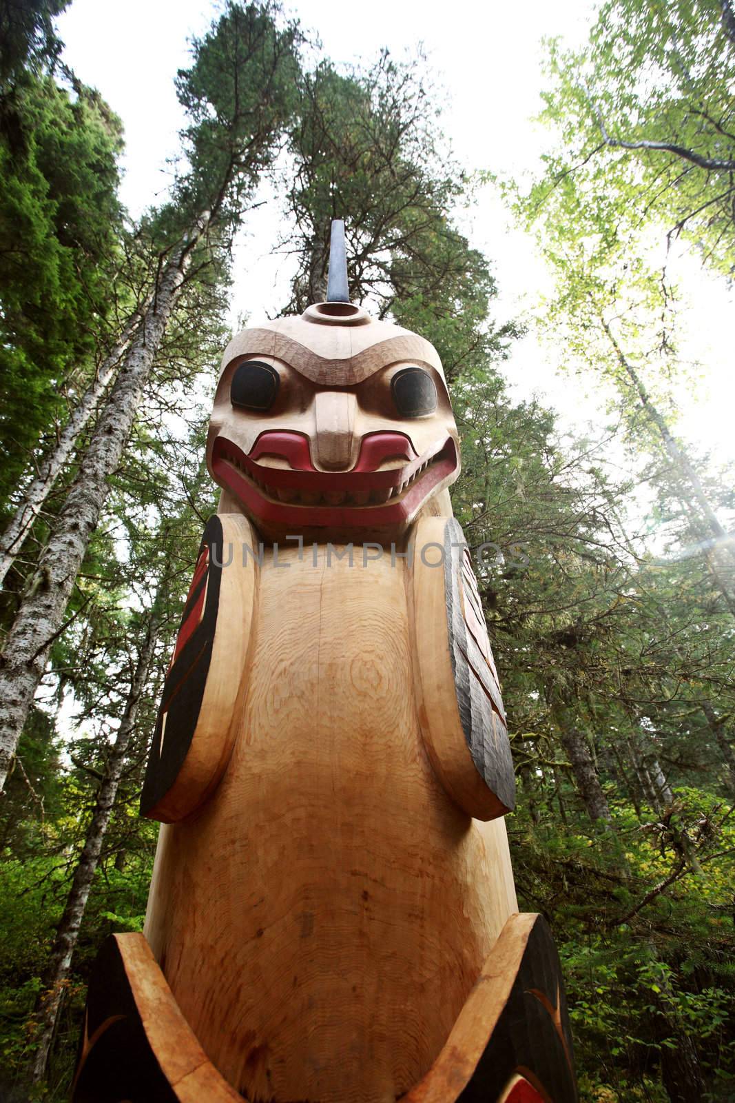 Totem pole at Kitsumkalum Provincial Park
