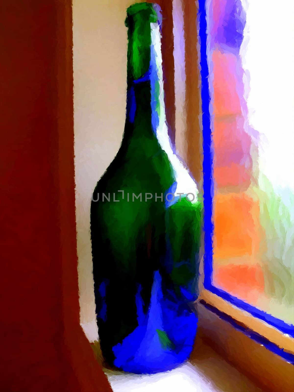 Painting of a wine bottle