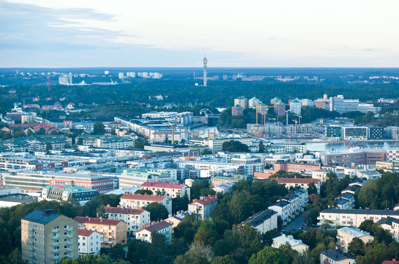 aerial view of great Stockholm area Sweden