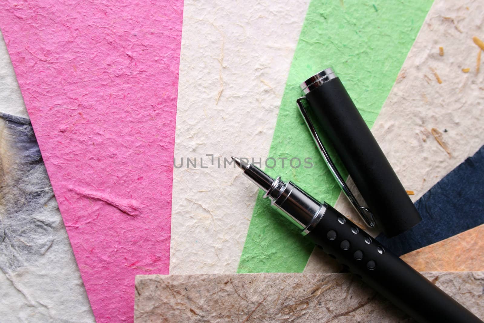 Different colored Handmade paper with various textures