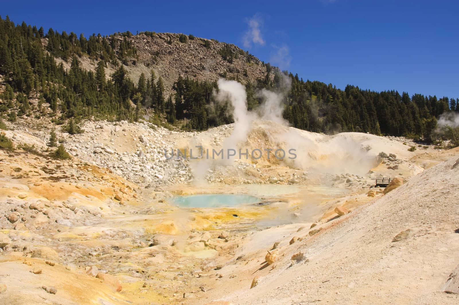 Mount Lassen hot sulpher springs and mud baths venting sulpher laden steam