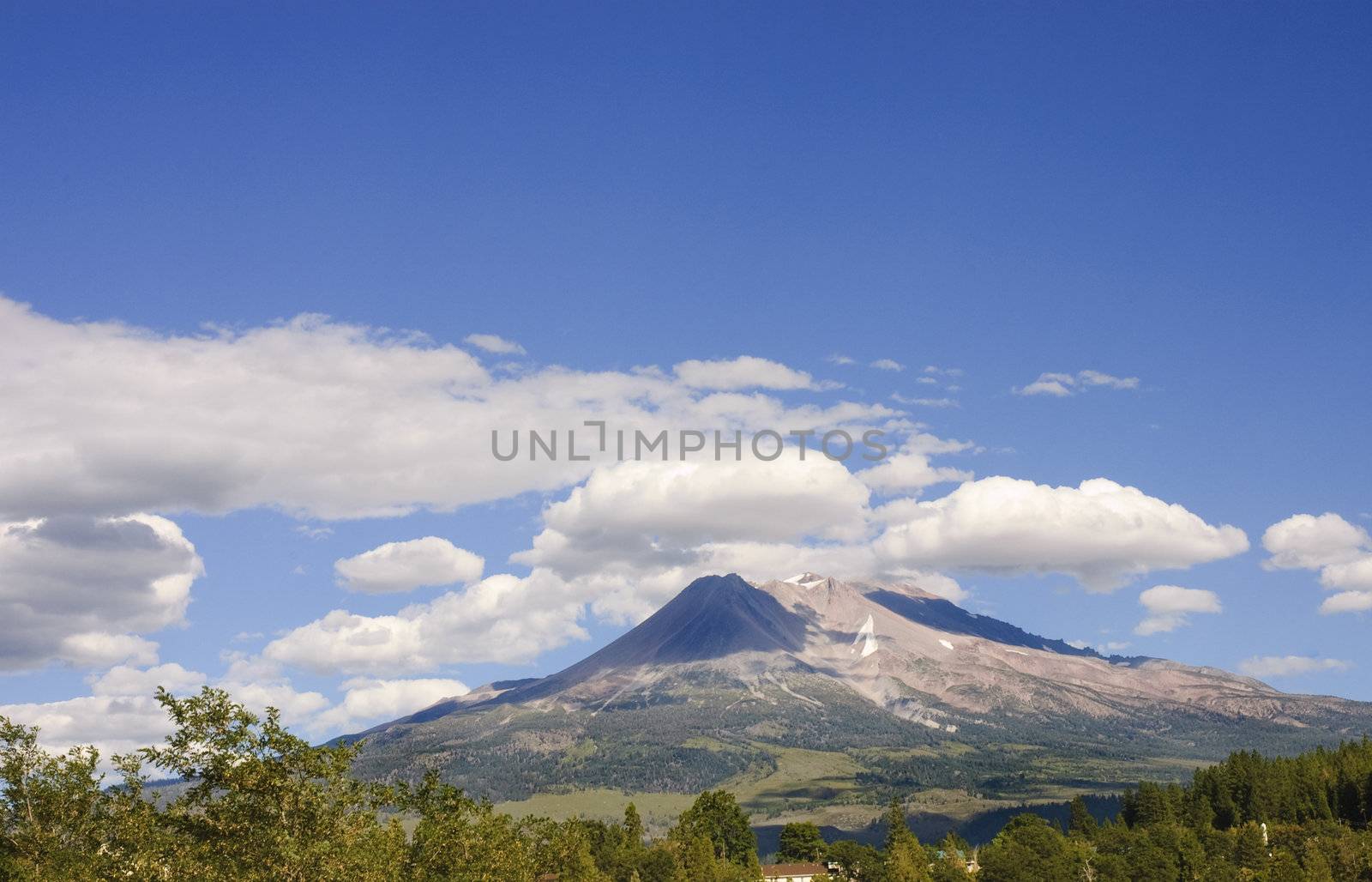 View of Mount Shasta in northern California, a sacred mountain to the native American peoples