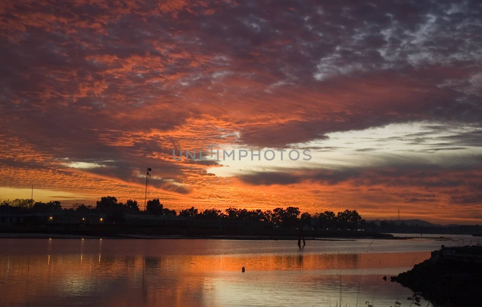 Beautiful Sunset over Alameda island in the San Francisco Bay area