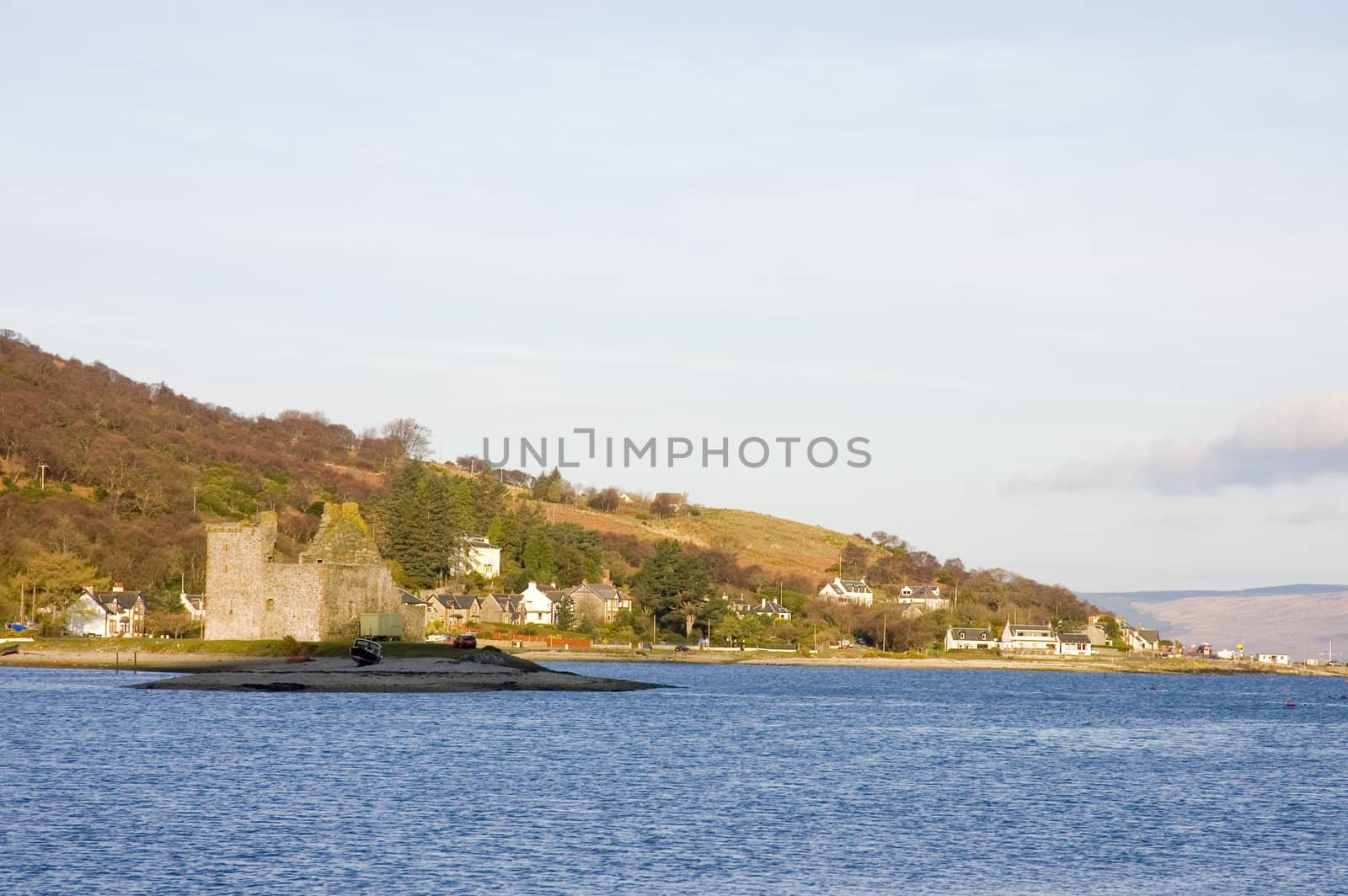 Castle ruins at Lochranza on the isle of Arran in Scotland