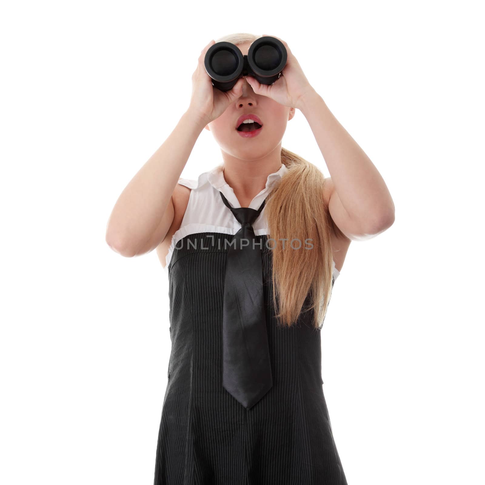 Businesswoman with binocular by BDS