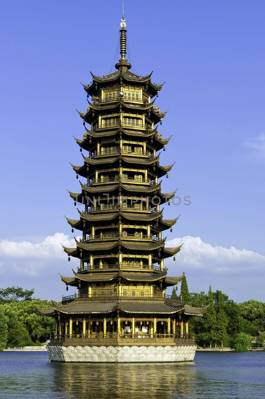 Guilin one of the twin pagodas by rigamondis