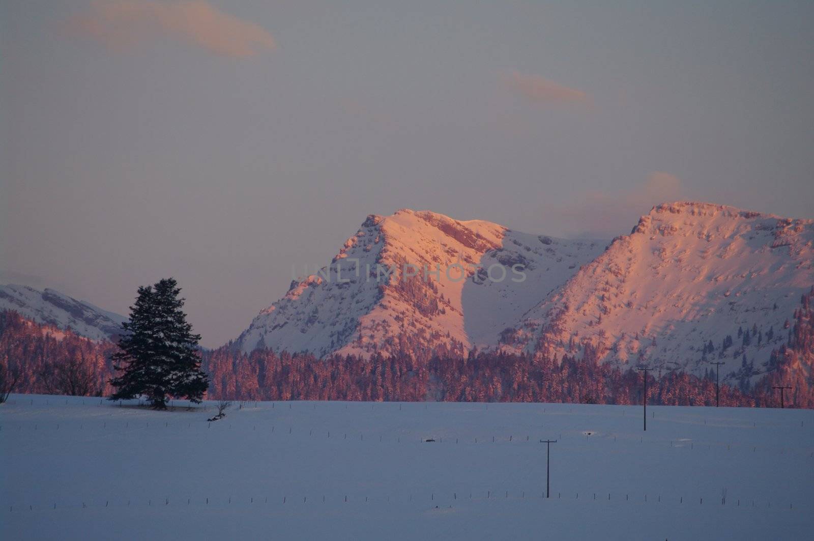 Winter mountains on a bright sunny day by yucas