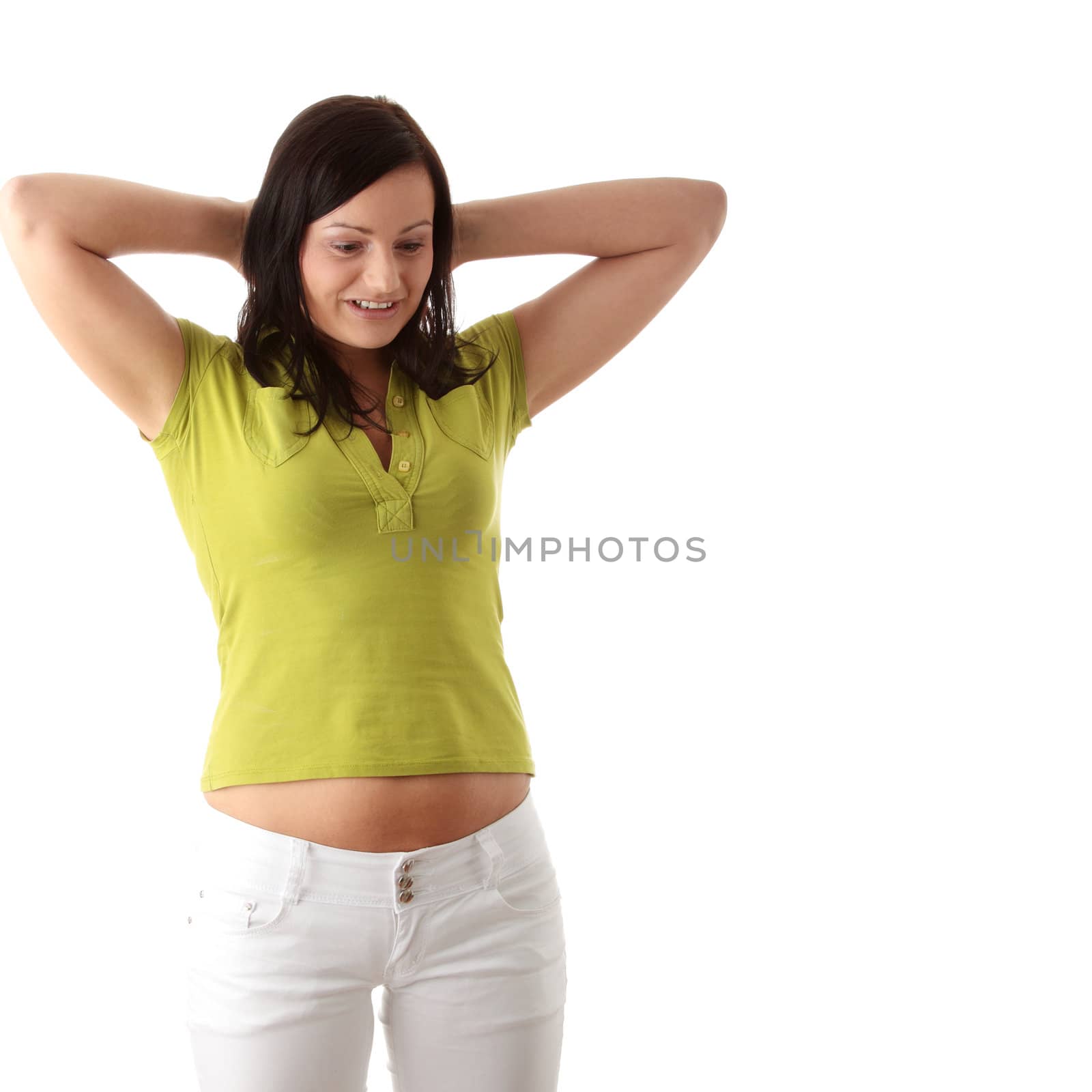 Casual woman portrait isoalted on white background