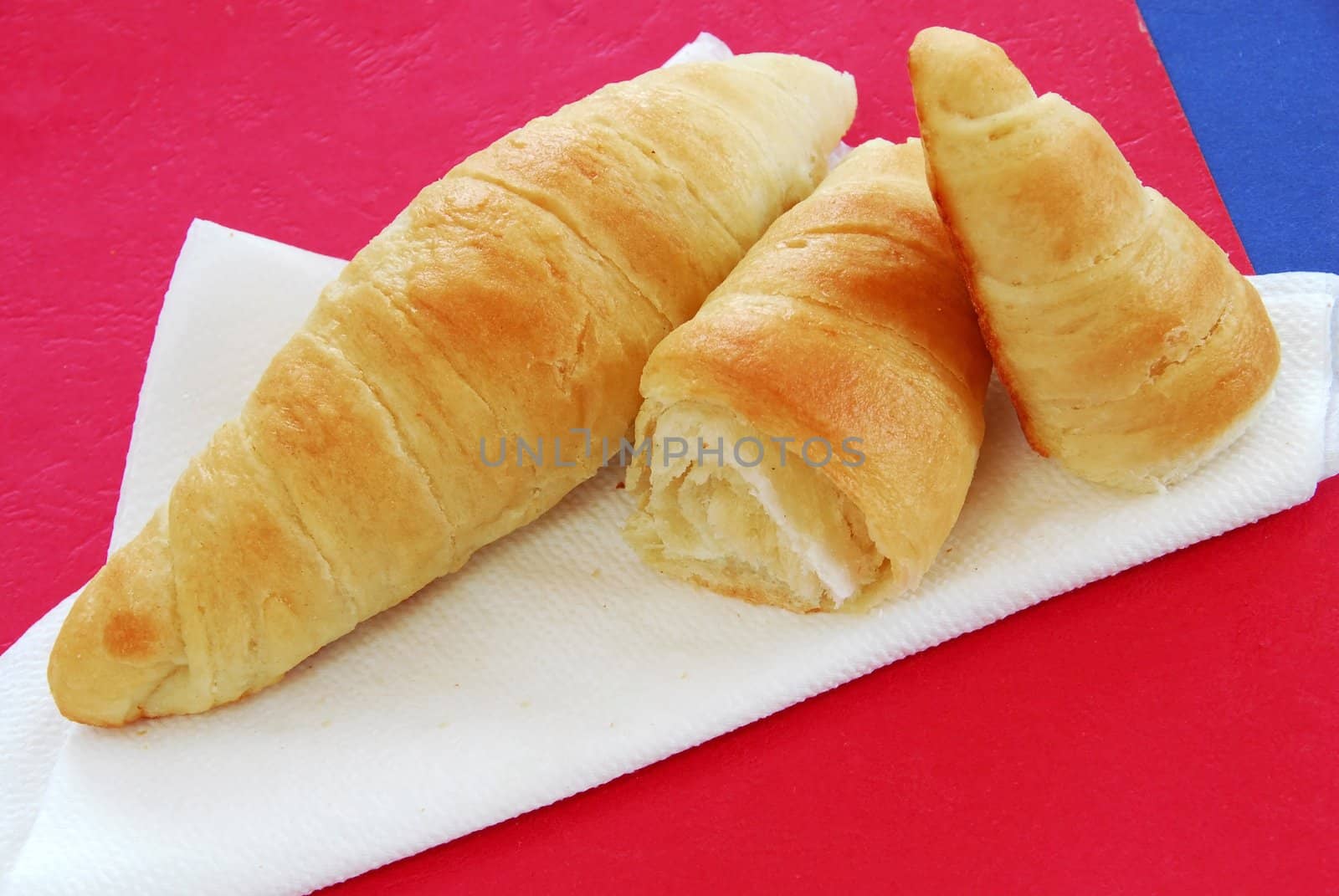 appetizing fresh homemade rolled baked pastry pieces